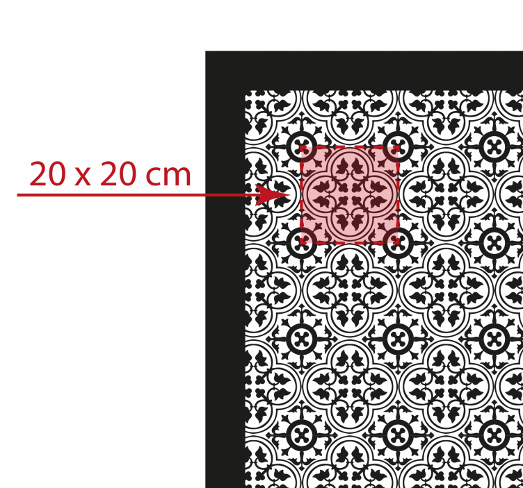 Black floral pattern tile vinyl rug - TenStickers