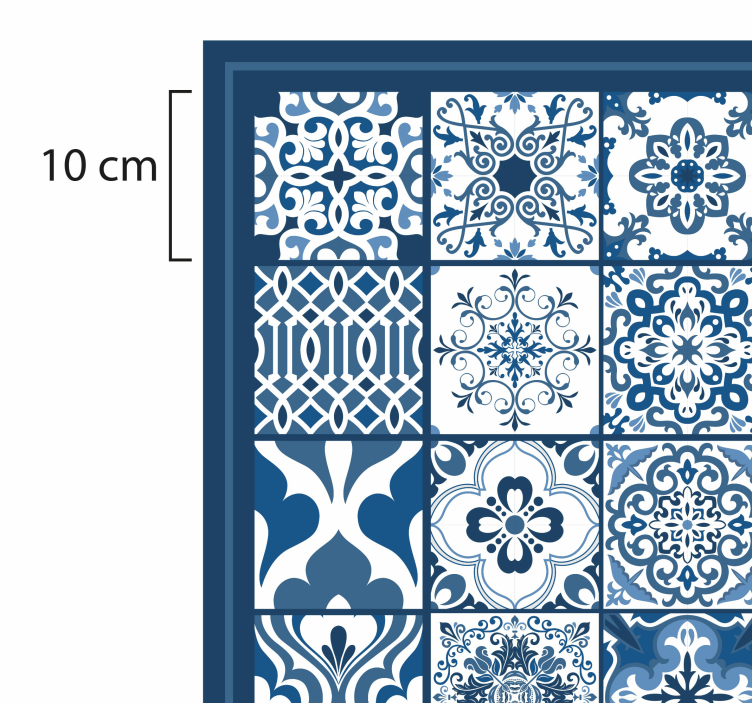 Classic blue patterns tile vinyl rug - TenStickers