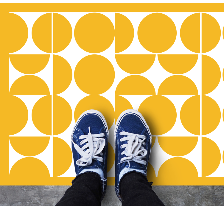 Yellow Circle Pattern geometric vinyl rug - TenStickers