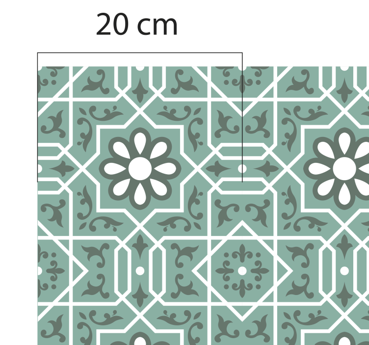 green floral tiles kitchen mat - TenStickers