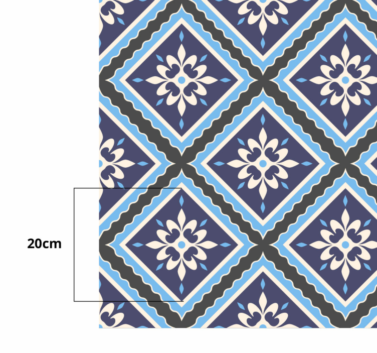 Tile Floral Pattern kitchen vinyl rug - TenStickers