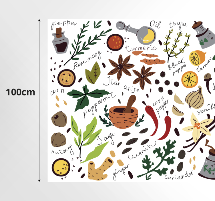 Spices Illustration Design kitchen vinyl rug - TenStickers