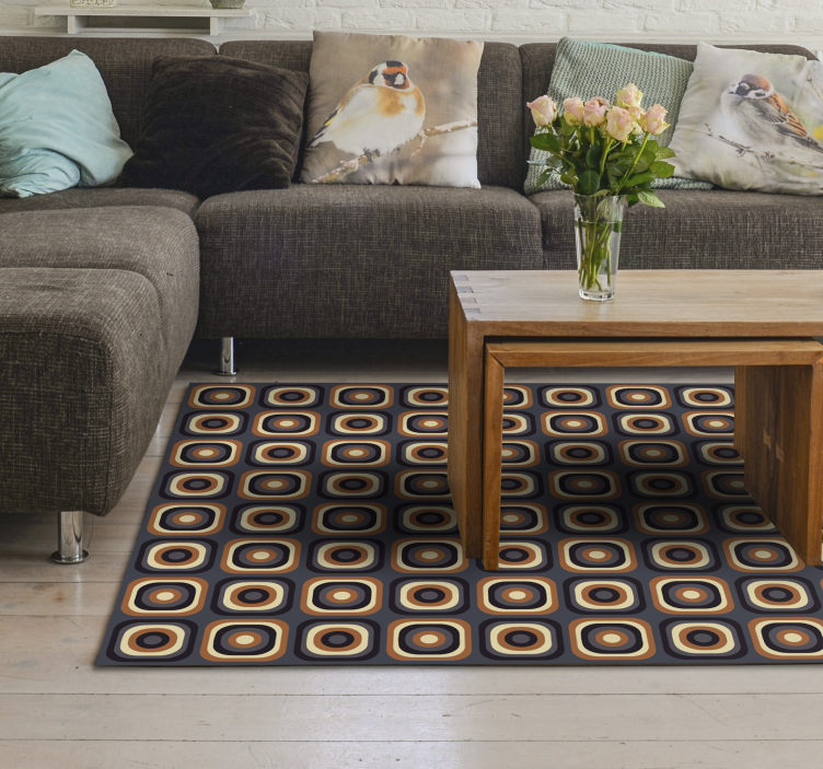 70s Circle Squares vintage vinyl rug - TenStickers