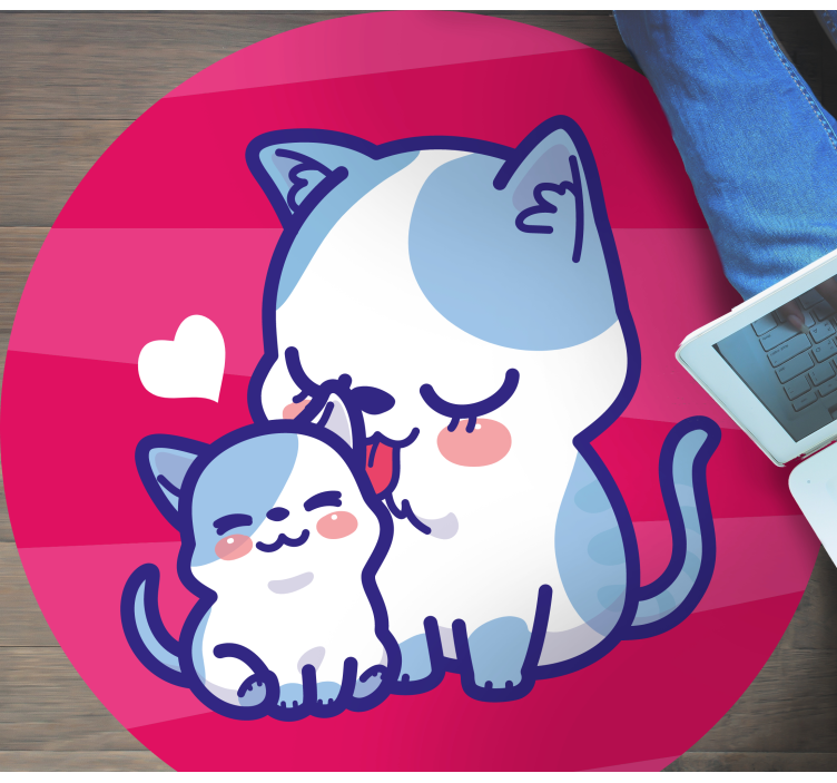 A mom cat with her baby cat circular rug - TenStickers