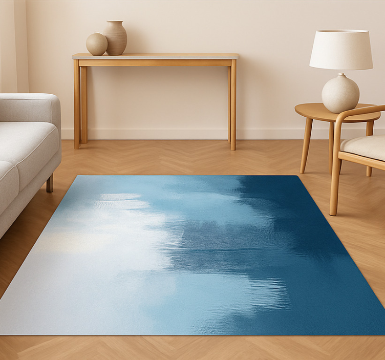 Abstract expressionist art blue vinyl rug - TenStickers