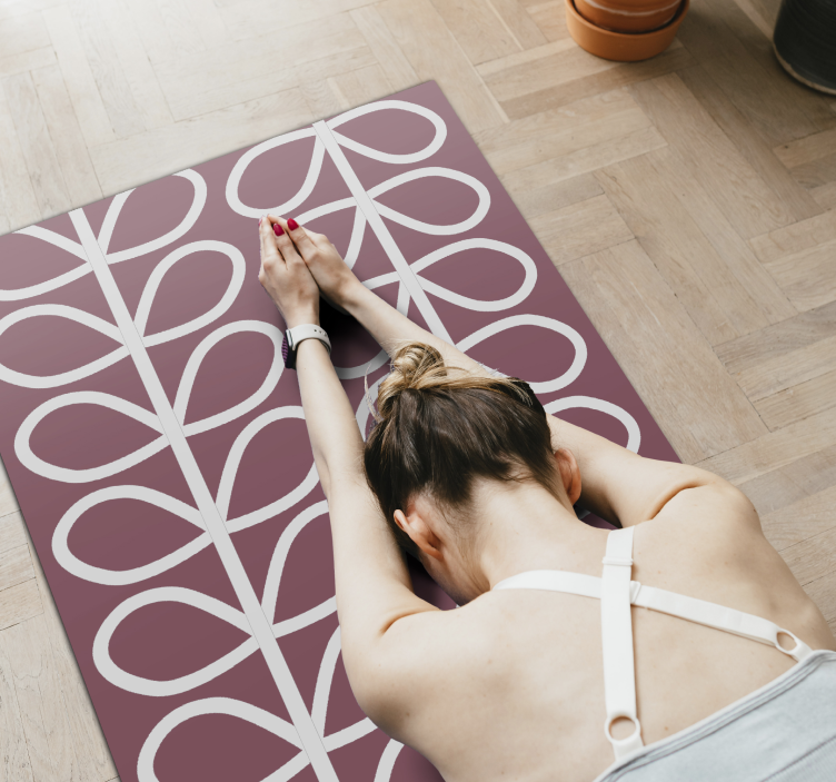 Abstract Leaves modern vinyl rug - TenStickers