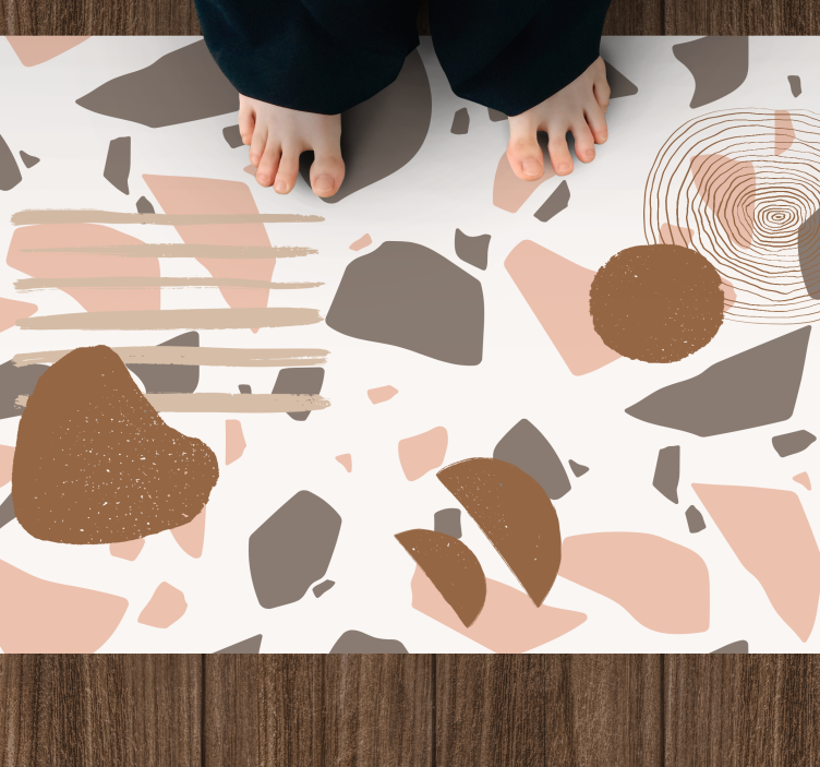 Abstract terrazzo shapes textured vinyl rug - TenStickers