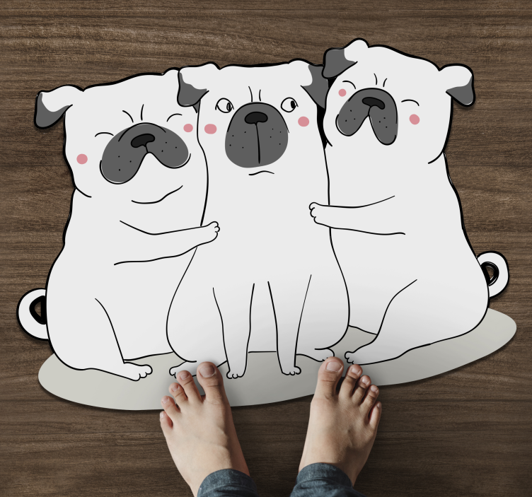Adorable Pug Trio animal mat - TenStickers
