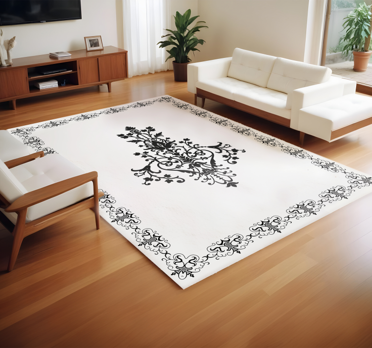 Aged damask white  vinyl rug - TenStickers