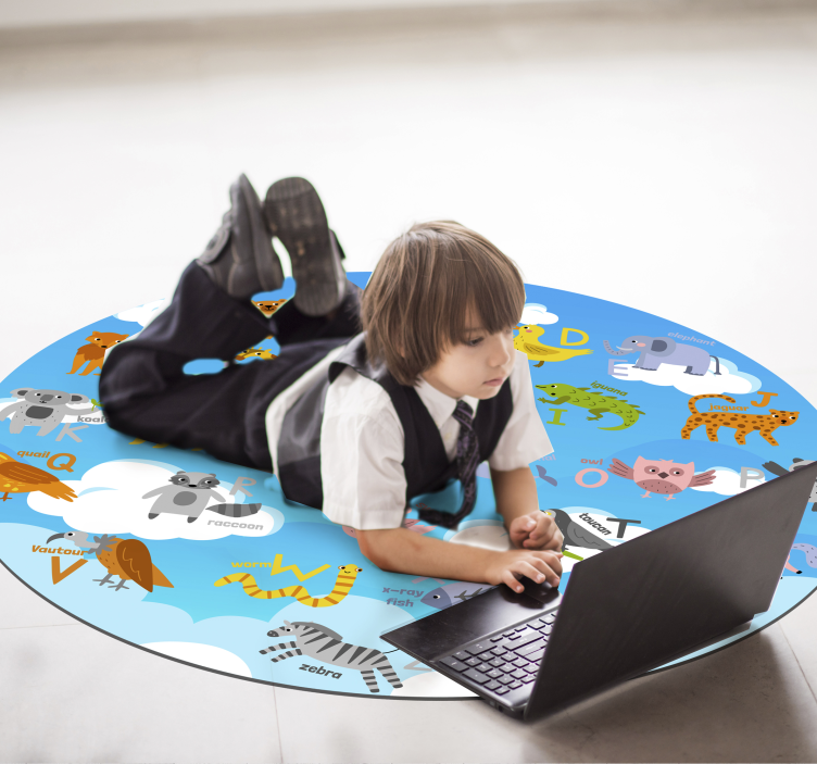 Alphabetical Animal Circle bedroom rug - TenStickers