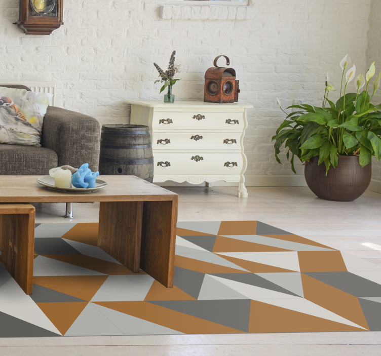Angled triangle pattern living room vinyl rug - TenStickers