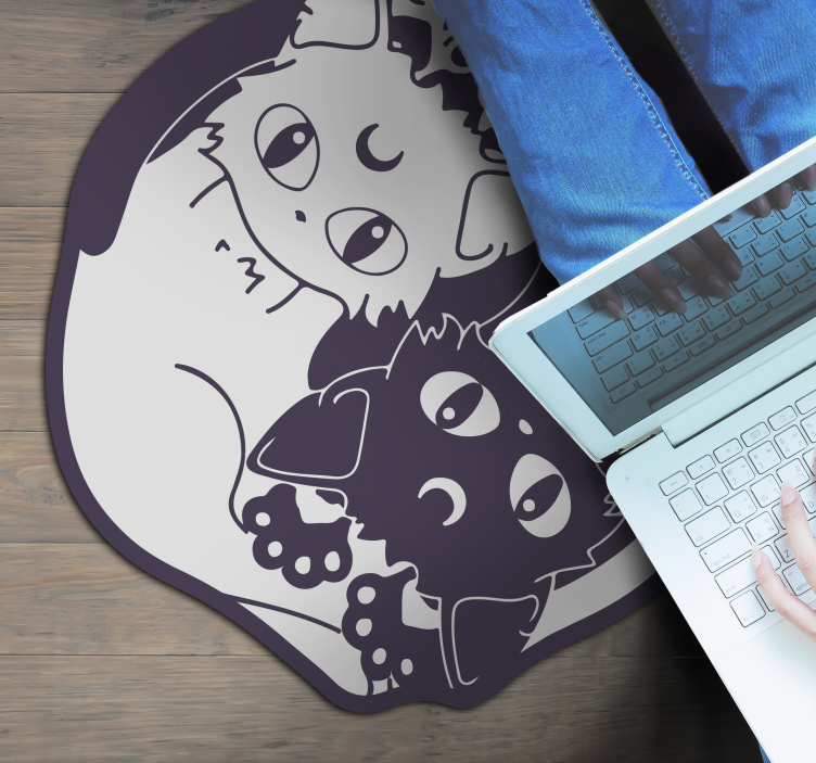 Anime Cat Yin Yang vinyl rug - TenStickers
