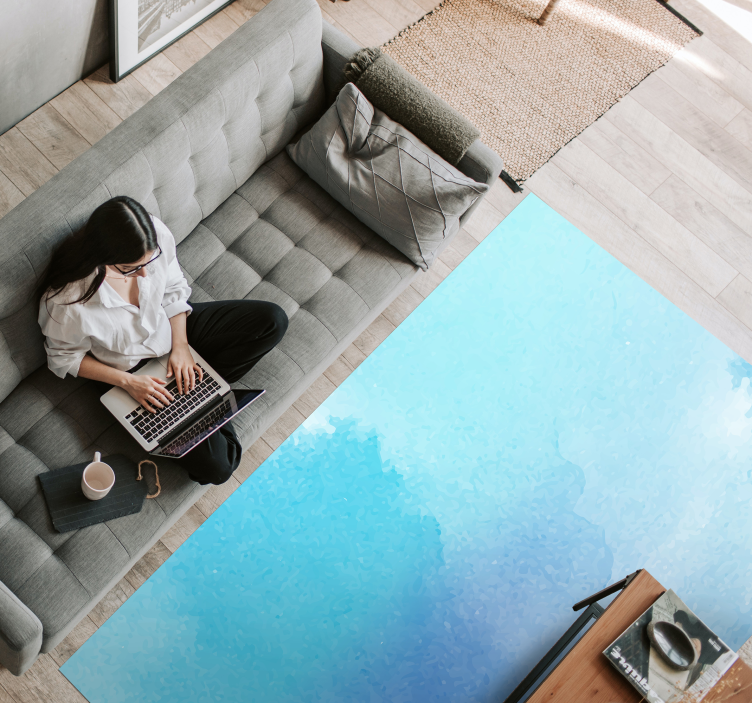 Aqua Ombre textured vinyl rug - TenStickers