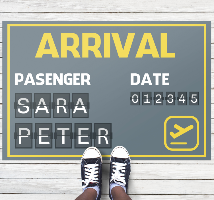 Arrival flight ticket personalised mat - TenStickers