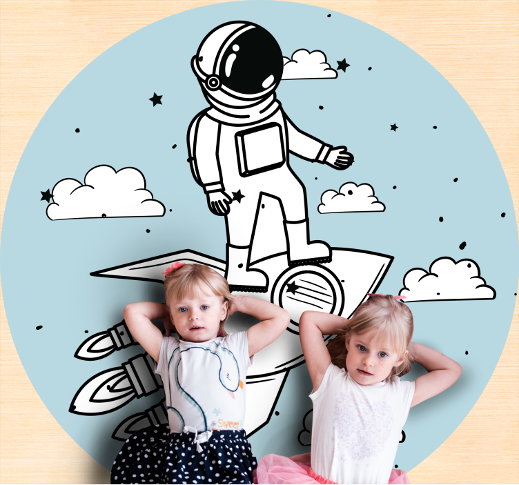 Astronaut Rocket Adventure kids vinyl rug - TenStickers
