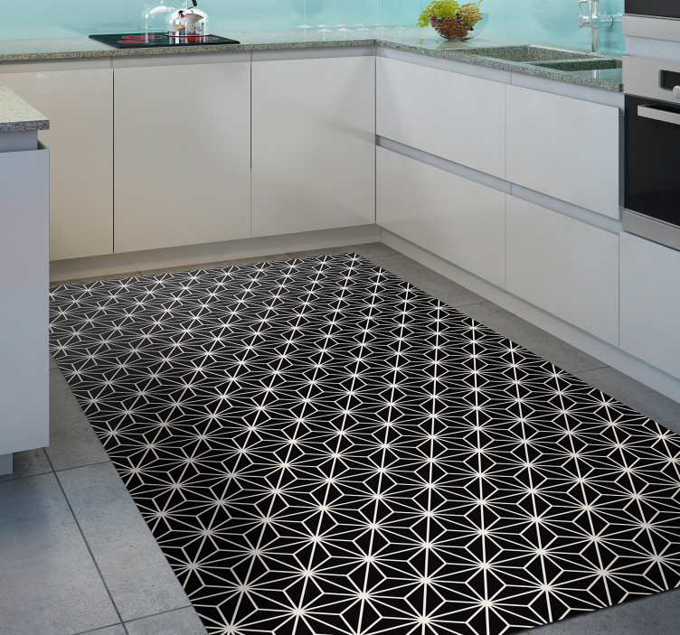 Asymmetric Starburst geometric vinyl rug - TenStickers