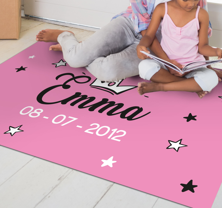 Baby pink Princess with name  personalized mat - TenStickers
