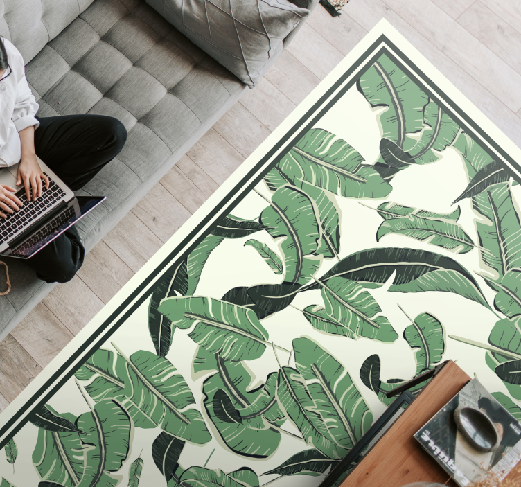 Banana Leaf Design floral vinyl rug - TenStickers