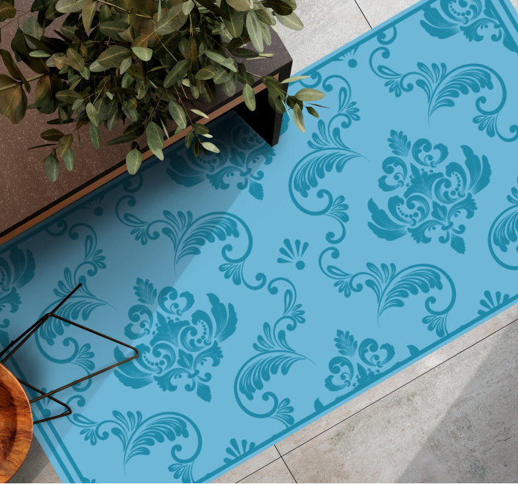 Baroque Pattern blue vinyl rug - TenStickers