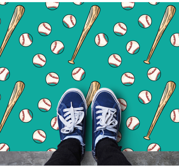 Baseball Pattern Fun game vinyl rug - TenStickers