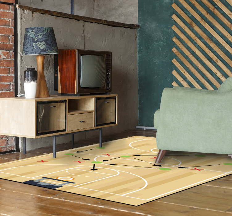 Basketball Court Strategy game vinyl rug - TenStickers