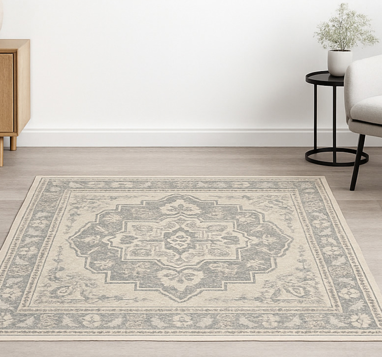 Beige elegant tiles living room vinyl rug - TenStickers
