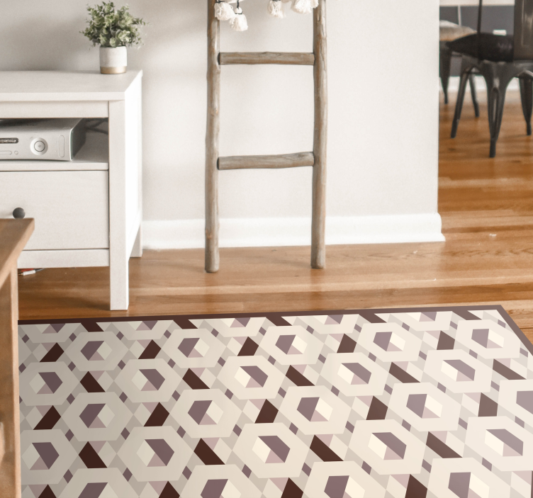 Beige hexagon pattern living room vinyl rug - TenStickers
