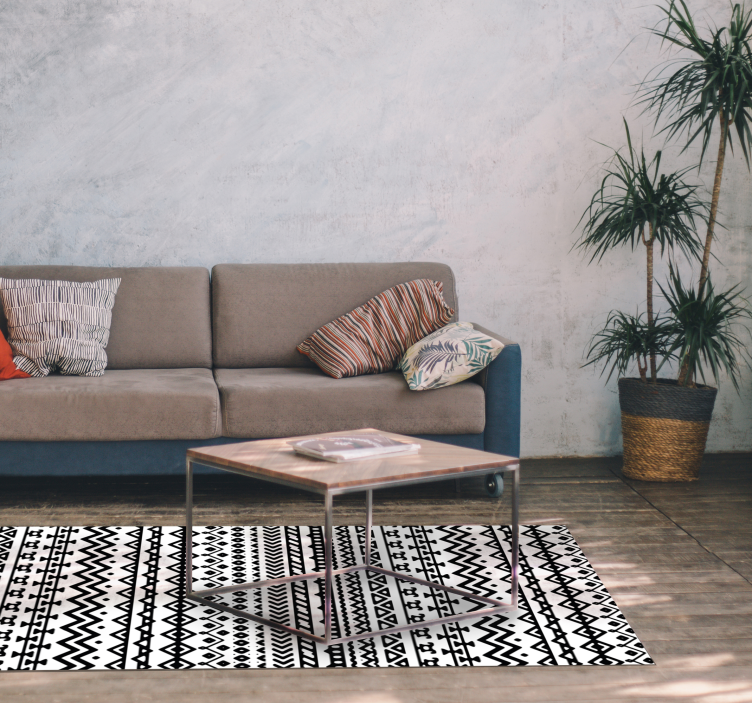 Black and White geometric vinyl rugs - TenStickers