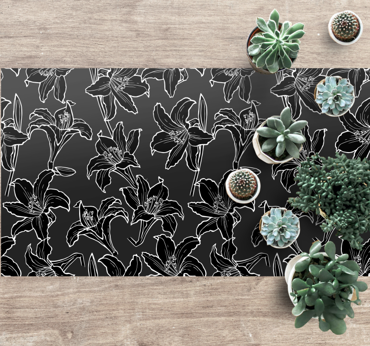 Dark Bloom Collection floral vinyl rug - TenStickers