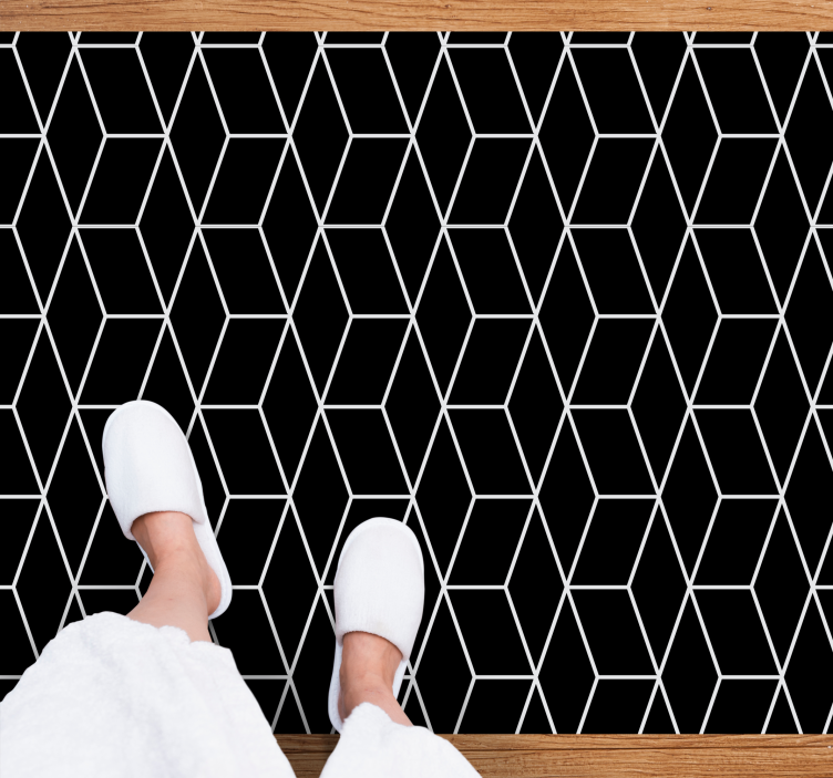 Black Hexagonal Pattern geometric vinyl rug - TenStickers