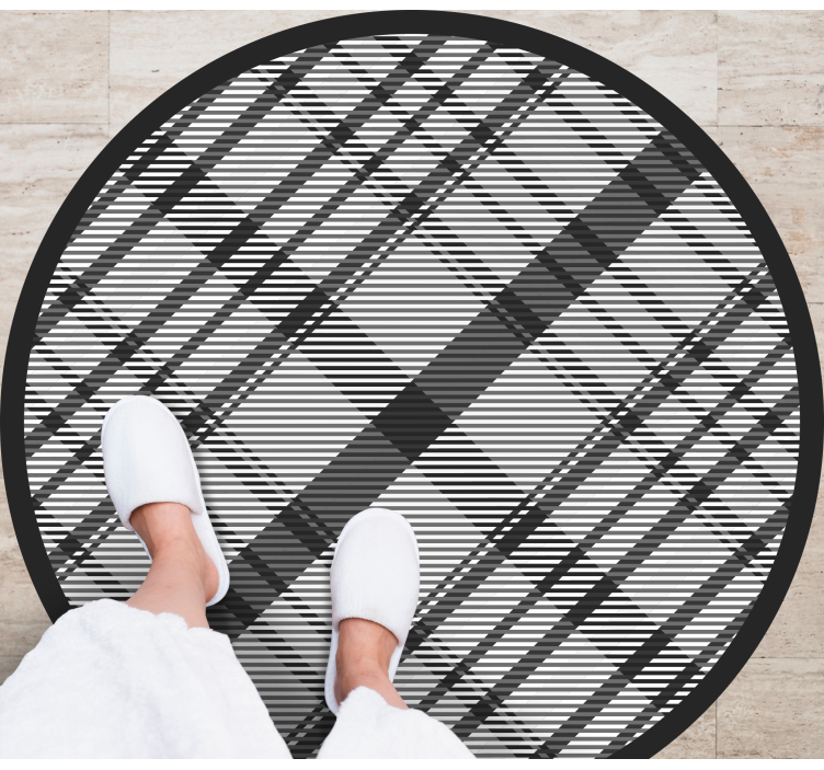 Black Plaid Pattern striped vinyl rug - TenStickers