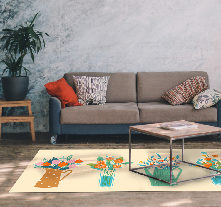 Blooming Centerpiece Arrangement floral vinyl rug - TenStickers