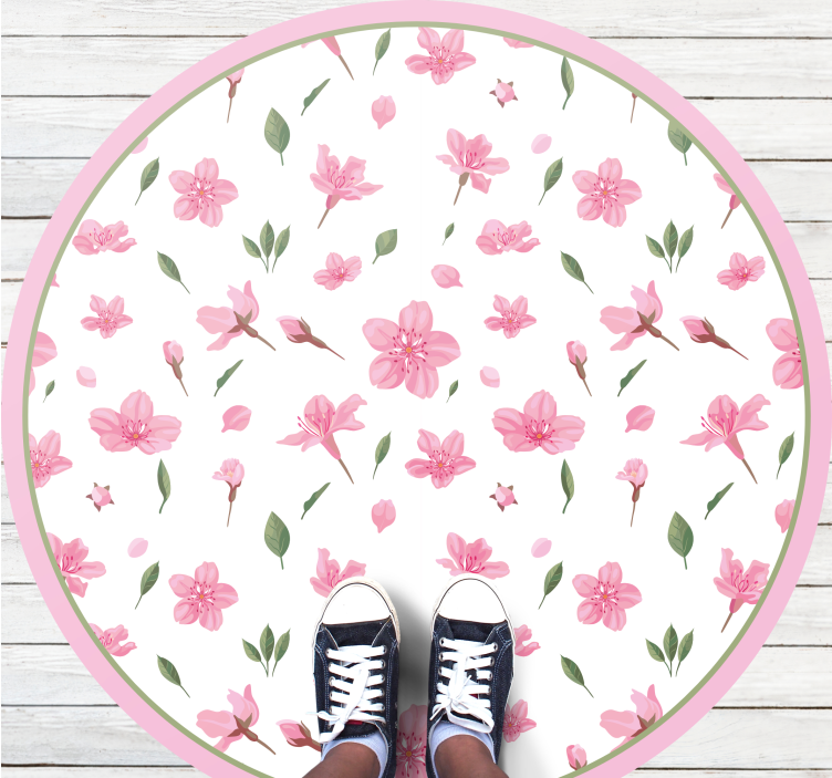 Blooming Pink Flower floral vinyl rug - TenStickers