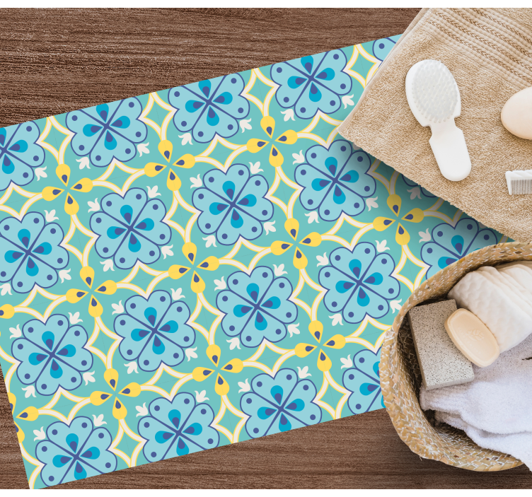 Blooming elements tile vinyl rug - TenStickers