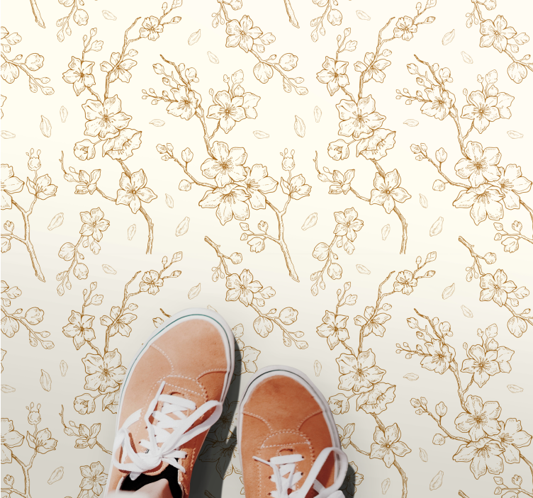 Blossom Branch Pattern floral vinyl rug - TenStickers