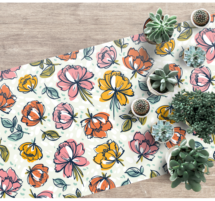 Blossoming garden design floral vinyl rug - TenStickers