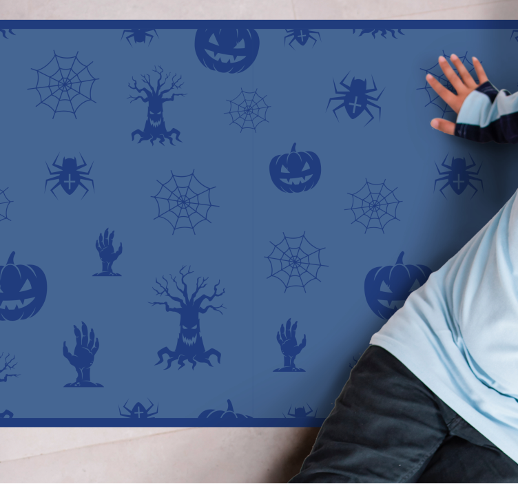 Blue spooky theme halloween vinyl rug - TenStickers