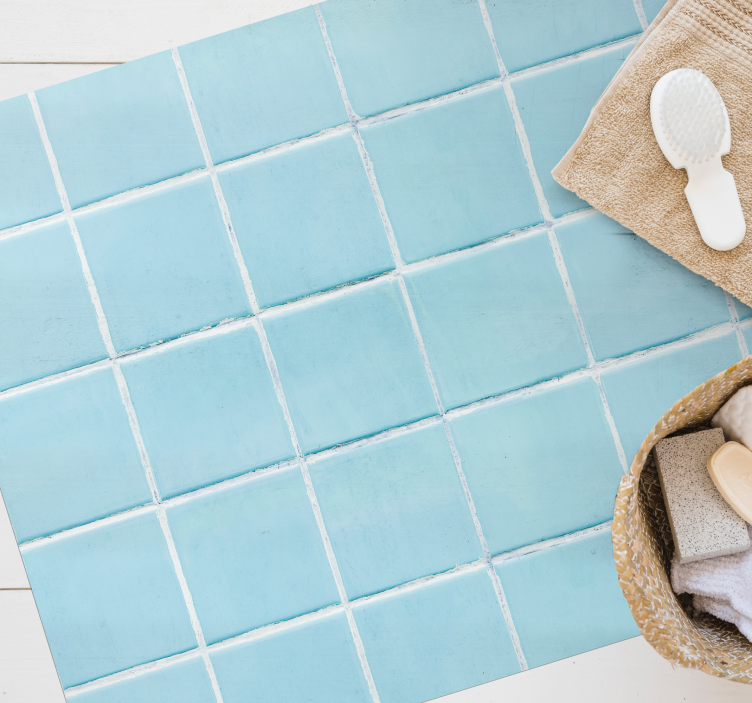 blue square tiles modern rug - TenStickers