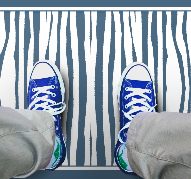 Blue zebra stripes animal print vinyl rug - TenStickers