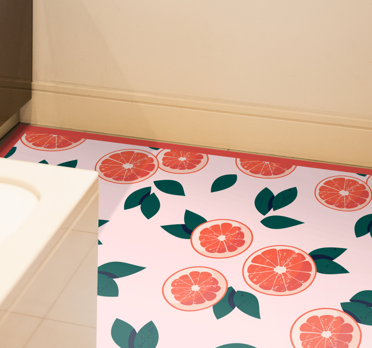 Blush citrus bloom floral vinyl rug - TenStickers