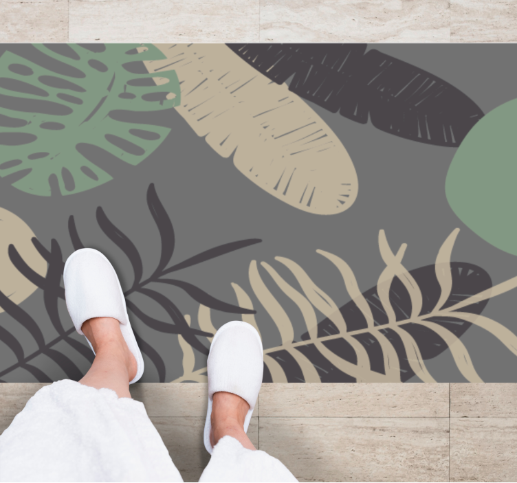 Botanical Leaf Pattern Design floral vinyl rug - TenStickers