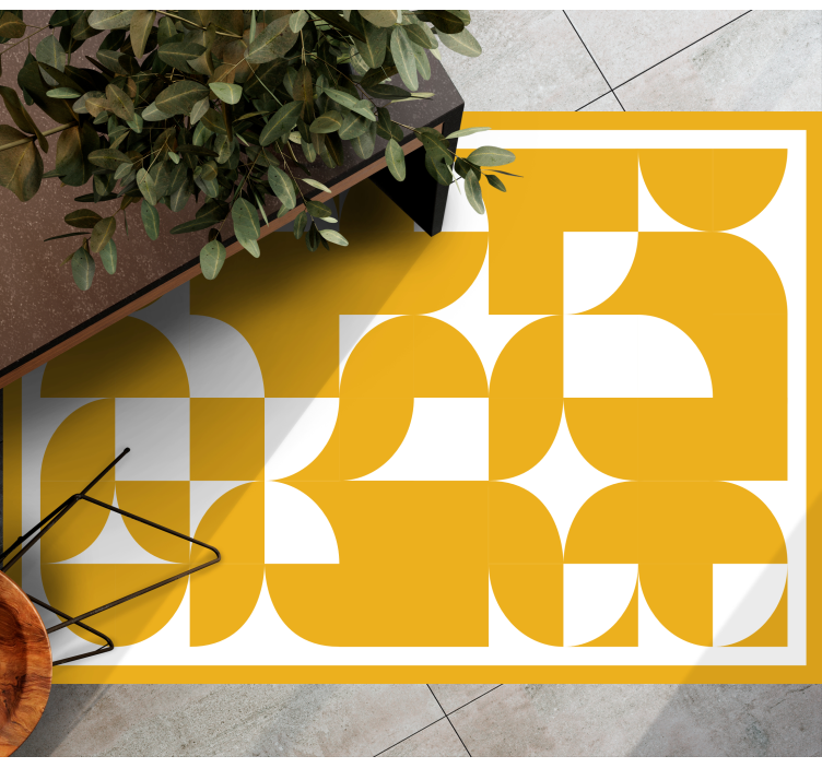 Bold Yellow Shapes geometric vinyl rug - TenStickers