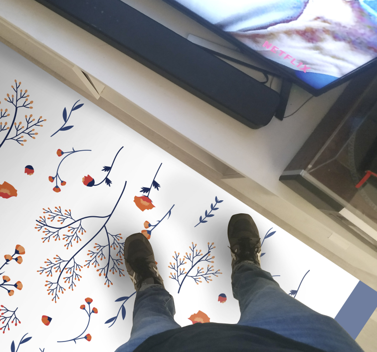 Botanical Autumn Motif floral vinyl rug - TenStickers