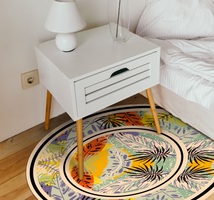 Botanical Circular Motif floral vinyl rug - TenStickers