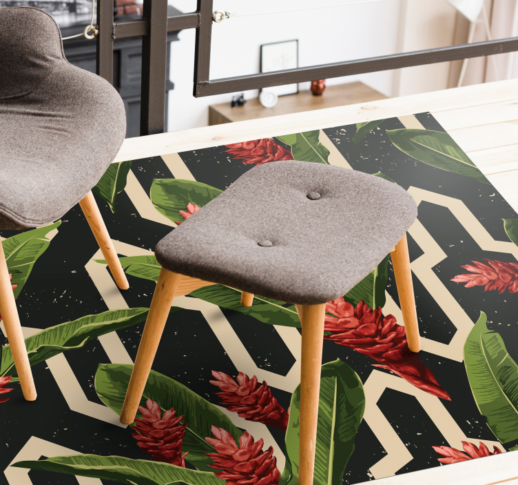 Botanical Geometric floral vinyl rug - TenStickers