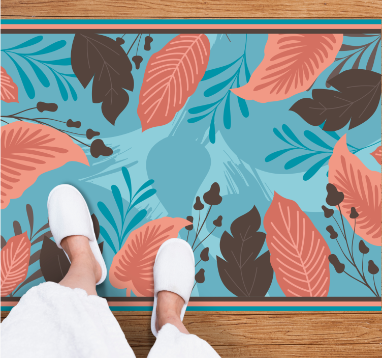 Botanical Leaf Patterns floral rug - TenStickers