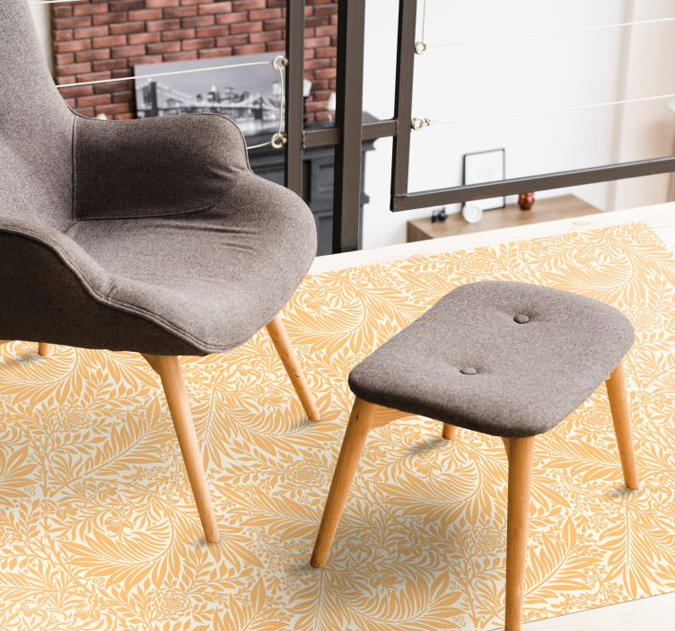 Botanical Leafy Pattern floral vinyl rug - TenStickers