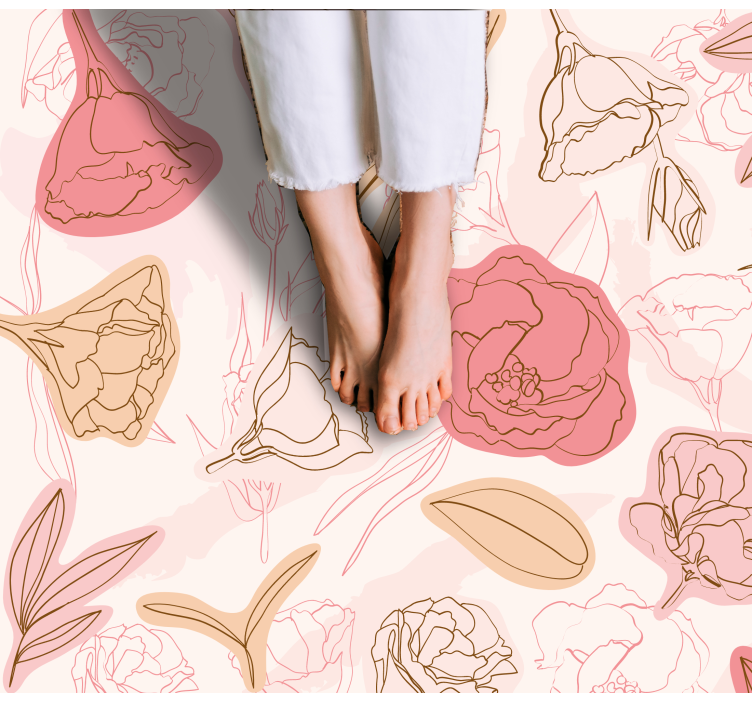 Botanical Outline Style floral vinyl rug - TenStickers