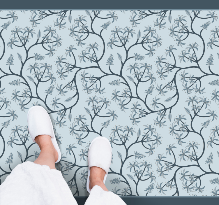 Botanical Silhouette Pattern floral vinyl rug - TenStickers