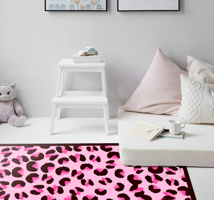 Bright Pink Leopard  animal print vinyl rug - TenStickers